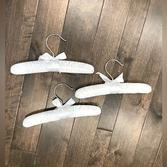 3 white NWOT Satin baby/infant hangers - Picture 2 of 2